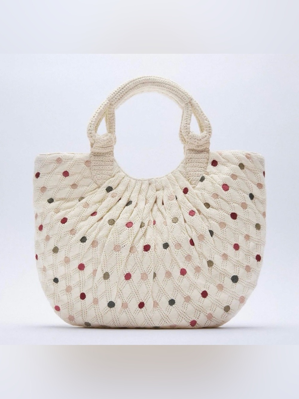 NWT Zara Crochet Polka Dot Shopper Bag